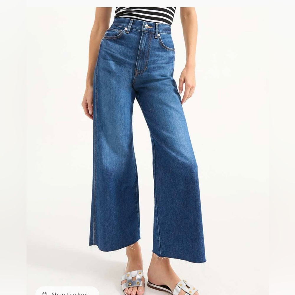 Veronica Beard Taylor Cropped Wide-Leg Jean in Bright Blue